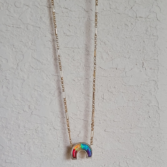 NWT KENDRA SCOTT KYOCERA OPAL RAINBOW NECKLACE IN GOLD PRIMARY RED YELLOW PURPLE - Picture 7 of 9